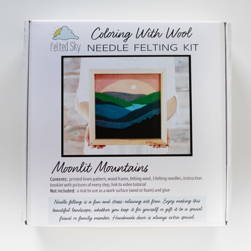 Painting with Wool Needle Felting Kit - Mountain Sunset
